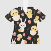 Cute Easter Chicks & Bunnies Seamless Pattern  Orn オーナメント (正面)