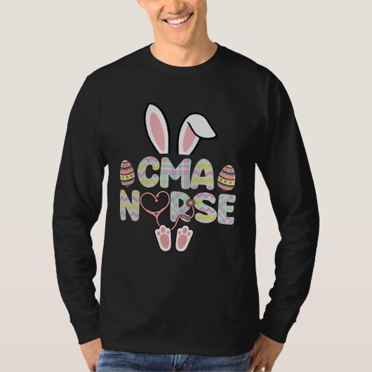 Cute Easter CMA Nurse Bunny Ears Happy Easter Eggs Tシャツ (正面)