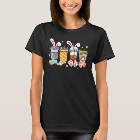 Cute Easter Coffee Bunny Latte Coffee Easter 2023 Tシャツ (正面)