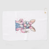 Cute Easter Day Bunny Blowing Bubble Rabbit Women  ゴルフタオル (横)