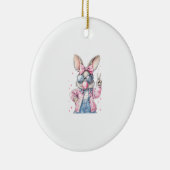 Cute Easter Day Bunny Blowing Bubble Rabbit Women セラミックオーナメント (右)