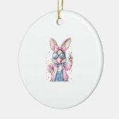 Cute Easter Day Bunny Blowing Bubble Rabbit Women セラミックオーナメント (左)