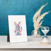 Cute Easter Day Bunny Blowing Bubble Rabbit Women  フォトプラーク (側面)