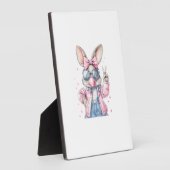 Cute Easter Day Bunny Blowing Bubble Rabbit Women  フォトプラーク (側面)