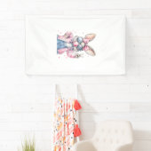 Cute Easter Day Bunny Blowing Bubble Rabbit Women  横断幕 (インサイチュ)