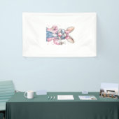 Cute Easter Day Bunny Blowing Bubble Rabbit Women  横断幕 (トレードショー)