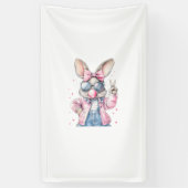 Cute Easter Day Bunny Blowing Bubble Rabbit Women  横断幕 (縦)