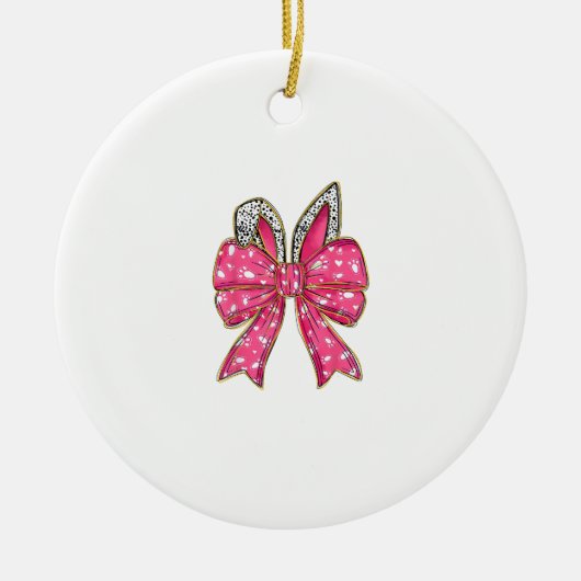 Cute Easter Day Coquette Bow Bunny Rabbit Womens G セラミックオーナメント (正面)