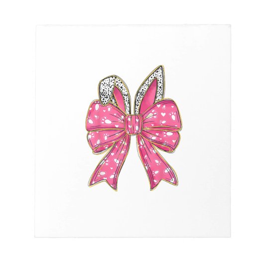 Cute Easter Day Coquette Bow Bunny Rabbit Womens G ノートパッド (正面)