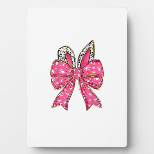 Cute Easter Day Coquette Bow Bunny Rabbit Womens G フォトプラーク (正面)
