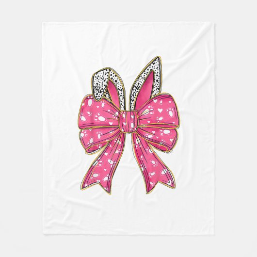 Cute Easter Day Coquette Bow Bunny Rabbit Womens G フリースブランケット (正面)