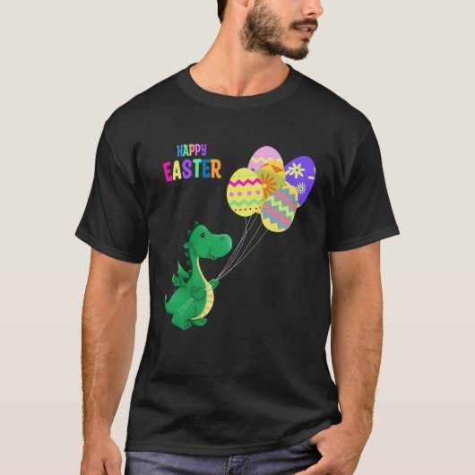 Cute Easter Dino Balloon Design Tシャツ (正面)