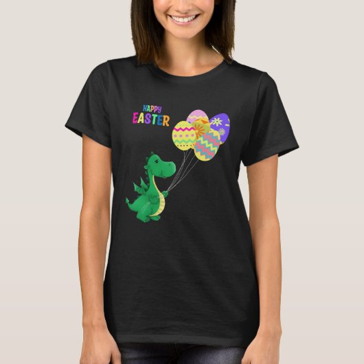 Cute Easter Dino Balloon Design Tシャツ (正面)