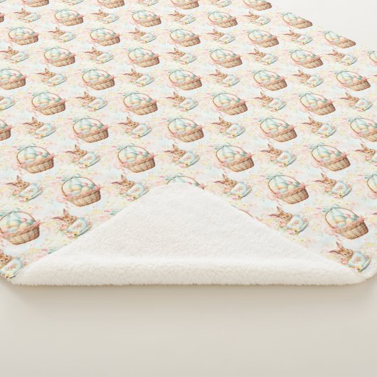 Cute Easter Easter Bunny Sherpa Blanket シェルパブランケット (3/4)