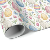 Cute Easter Egg and Spring Bunny Illustration ラッピングペーパー (ロールコーナー)