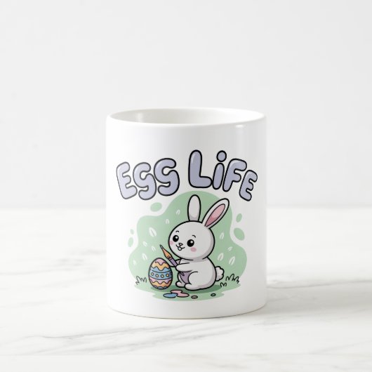 Cute Easter Egg Life Bunny Artwork コーヒーマグカップ (中央)