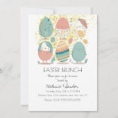 Cute Easter Eggs Dinner Brunch  招待状 (正面)