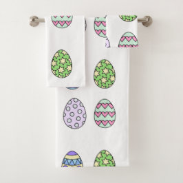 Cute Easter Eggs Pattern Bathroom Towel Set バスタオルセット