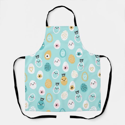 Cute Easter Eggs Pattern Kawaii Pastel Eggs  エプロン (正面)