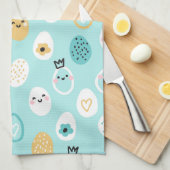 Cute Easter Eggs Pattern Kawaii Pastel Eggs  キッチンタオル (四つ折り)