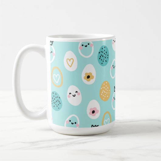 Cute Easter Eggs Pattern Kawaii Pastel Eggs  コーヒーマグカップ (左)