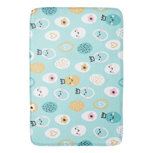 Cute Easter Eggs Pattern Kawaii Pastel Eggs  バスマット (正面縦)