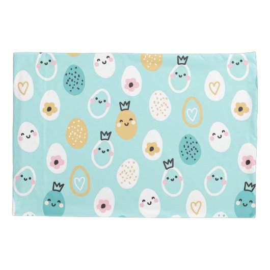 Cute Easter Eggs Pattern Kawaii Pastel Eggs  枕カバー (裏面)