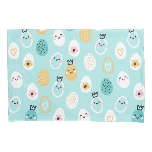 Cute Easter Eggs Pattern Kawaii Pastel Eggs  枕カバー (正面)
