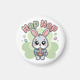 Cute Easter Hop Bunny Basket Artwork マグネット