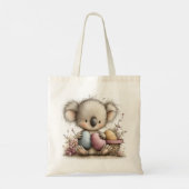 Cute Easter Koala Illustration with Pastel Eggs トートバッグ (裏面)