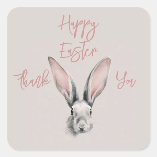 Cute Easter Rabbit in Minimalistic Style スクエアシール (正面)