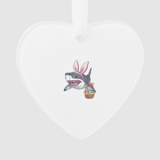 Cute Easter Shark Bunny Ears Basket Eggs Happy Eas オーナメント (正面)