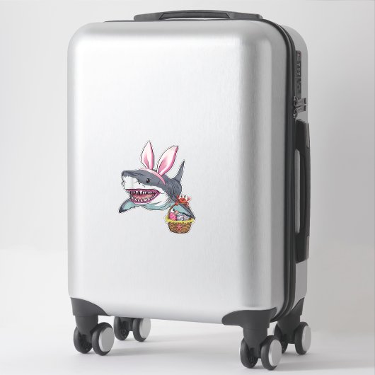 Cute Easter Shark Bunny Ears Basket Eggs Happy Eas シール (スーツケース)
