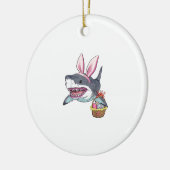 Cute Easter Shark Bunny Ears Basket Eggs Happy Eas セラミックオーナメント (左)