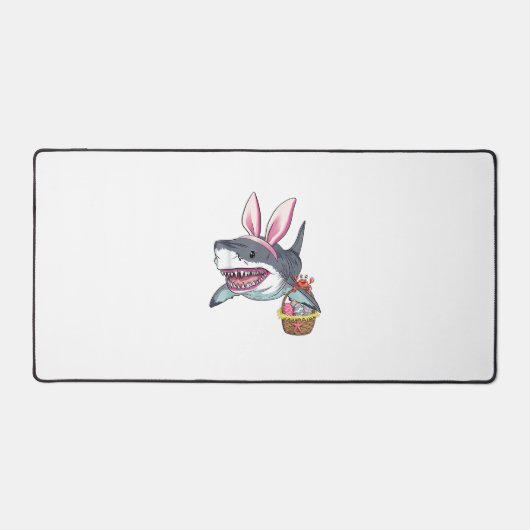 Cute Easter Shark Bunny Ears Basket Eggs Happy Eas デスクマット (正面)