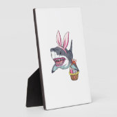 Cute Easter Shark Bunny Ears Basket Eggs Happy Eas フォトプラーク (側面)