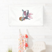 Cute Easter Shark Bunny Ears Basket Eggs Happy Eas 横断幕 (インサイチュ)