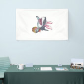 Cute Easter Shark Bunny Ears Basket Eggs Happy Eas 横断幕 (トレードショー)