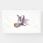 Cute Easter Shark Bunny Ears Basket Eggs Happy Eas 横断幕 (横)