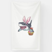 Cute Easter Shark Bunny Ears Basket Eggs Happy Eas 横断幕 (縦)