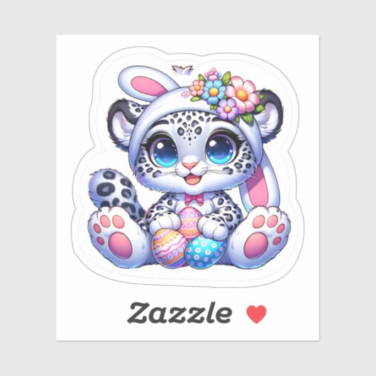 Cute Easter Snow Leopard Big Cat Stickers シール (シート)