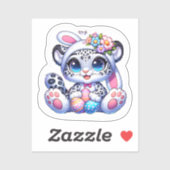 Cute Easter Snow Leopard Big Cat Stickers シール (シート)
