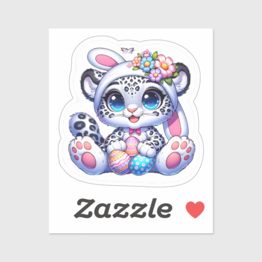 Cute Easter Snow Leopard Big Cat Stickers シール (シート)