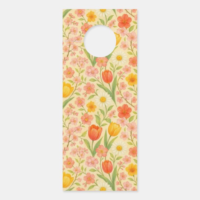 Cute Easter/spring patterned flowers ドアノブサイン (正面)