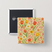 Cute Easter/spring patterned flowers 缶バッジ (正面&裏面)