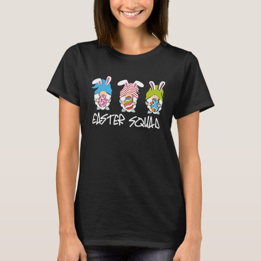Cute Easter Squad Bunny Gnome Pastel Spring Eggs A Tシャツ (正面)