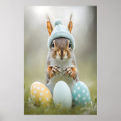 Cute Easter Squirrel Printable Wall Art, Spring ポスター (正面)