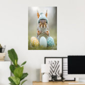 Cute Easter Squirrel Printable Wall Art, Spring ポスター (ホームオフィス)