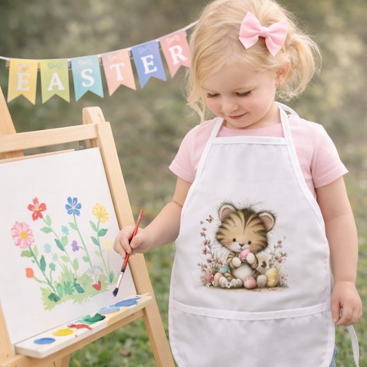 Cute Easter Tiger Cub Illustration 子供用エプロン