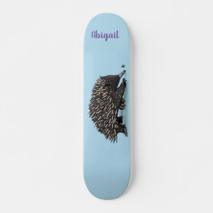 Cute echidna with bee cartoon illustration スケートボード